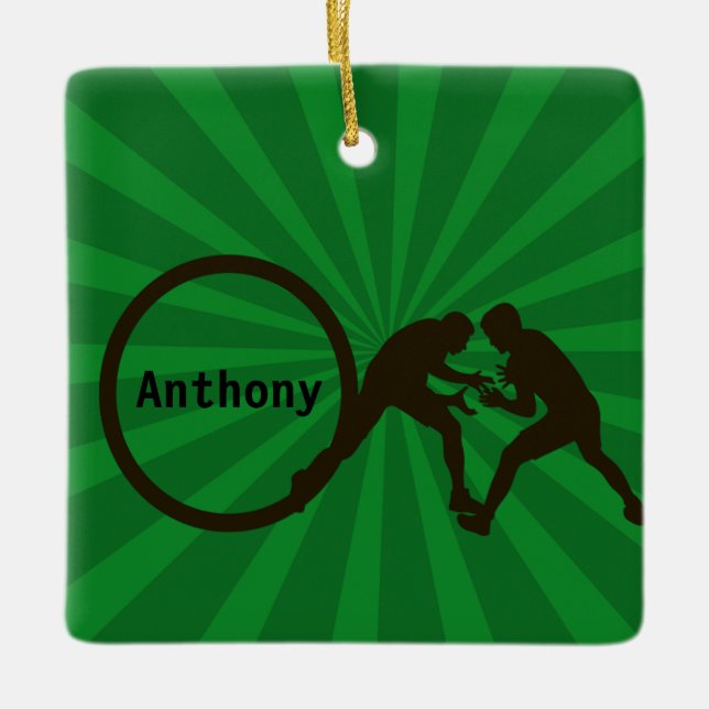 Personalized Wrestlers  Christmas Ornament (Front)