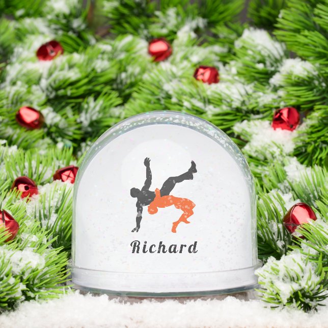 Personalized Wrestling Athlete Snow Globe Gift (Christmas)