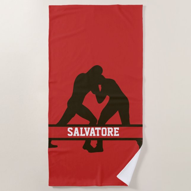 Personalized Wrestling Beach Towel (Front)