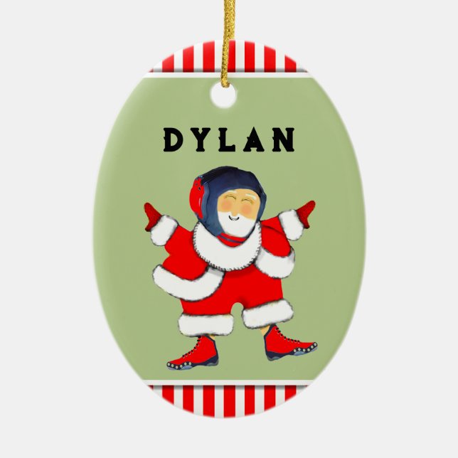Personalized Wrestling Christmas Collectible Ceramic Ornament (Front)