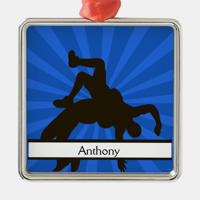 Personalized Wrestling Christmas Ornament (Front)