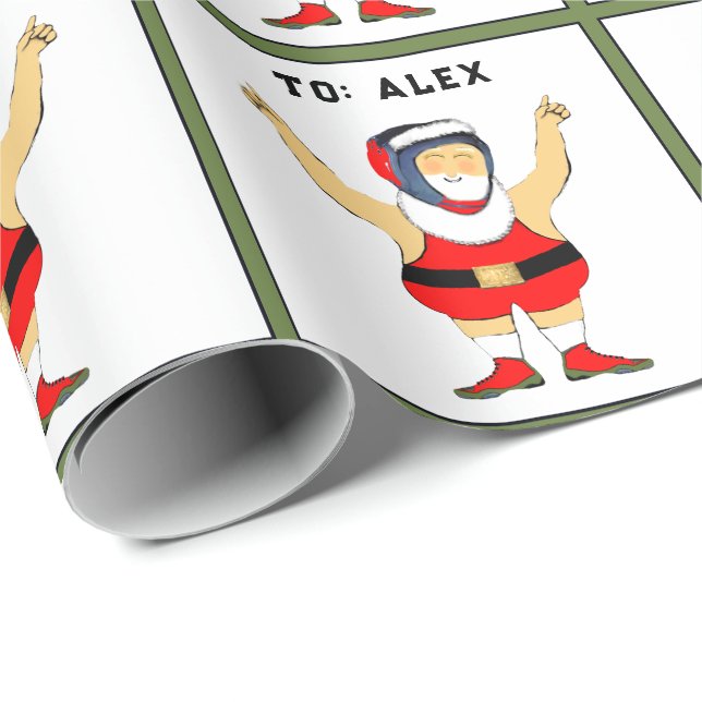 Personalized Wrestling Christmas Wrapping Paper (Roll Corner)