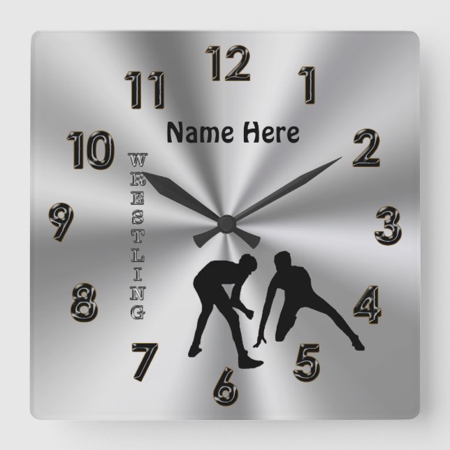 Personalized Wrestling Clocks with His NAME (Front)