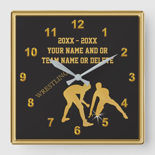 Personalized Wrestling Clocks Your TEXT and COLORS (Front)