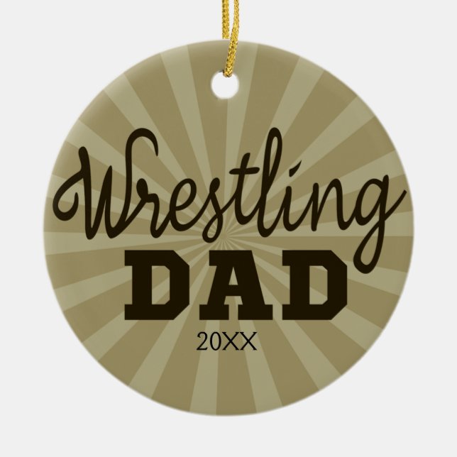 Personalized Wrestling Dad Christmas Ornament (Front)