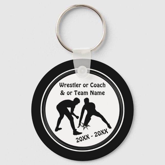 Personalized Wrestling Gifts for Wrestlers, Black Keychain (Front)