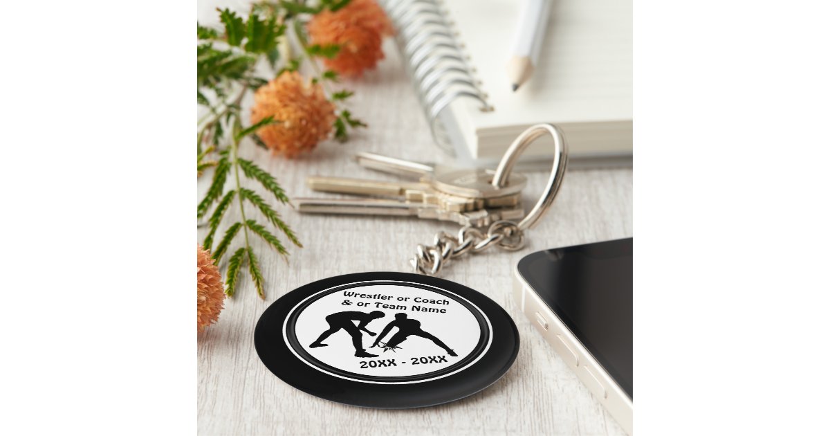 Personalized Wrestling Gifts for Wrestlers, Black Keychain | Zazzle.com
