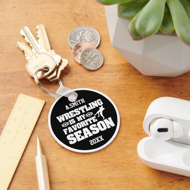 Personalized Wrestling is My Favorite Season Keychain (Desk)