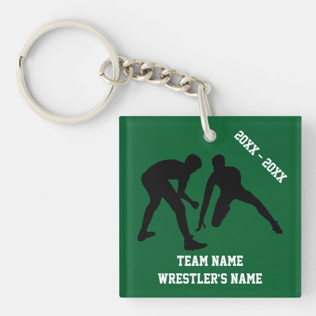 Personalized Wrestling Keychains Your COLORS, TEXT (Front)