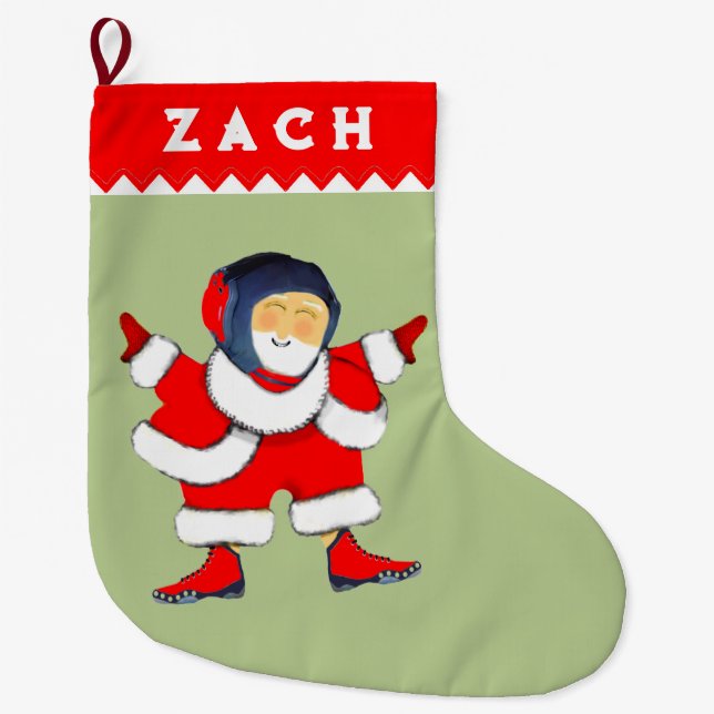 Personalized Wrestling Large Christmas Stocking (Front)