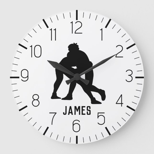 PERSONALIZED Wrestling  Large Clock (Front)