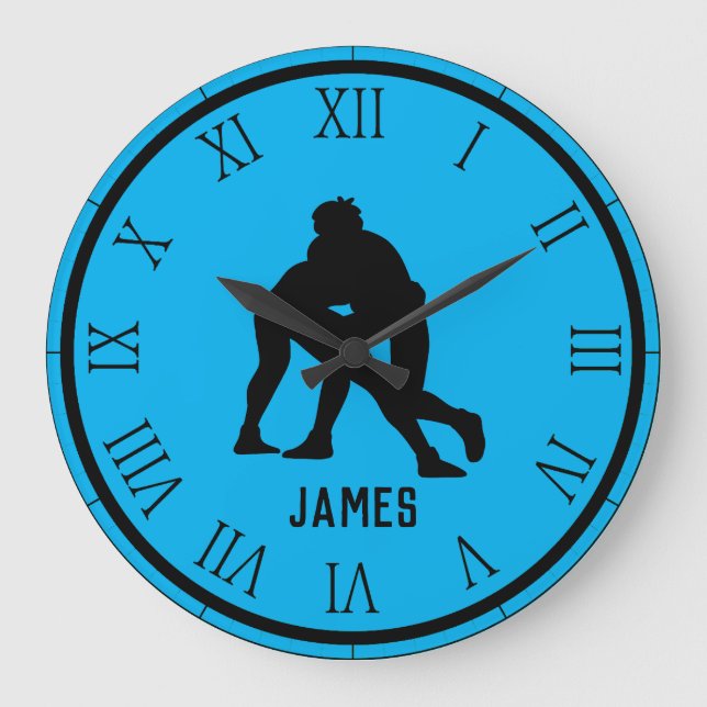 PERSONALIZED Wrestling  Large Clock (Front)