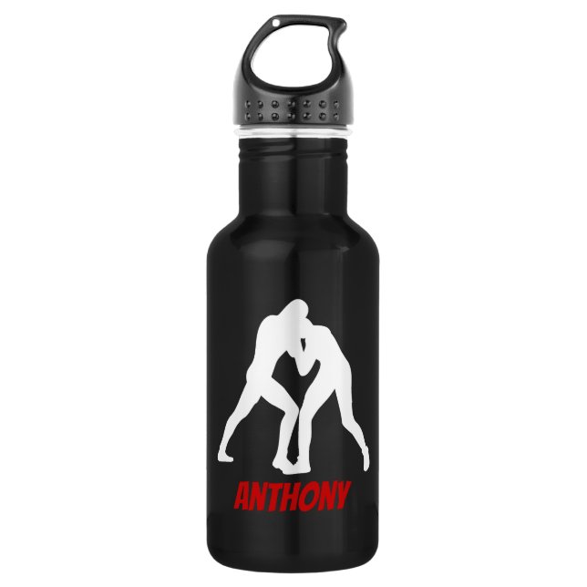 Personalized Wrestling Silhouette Water Bottle (Front)