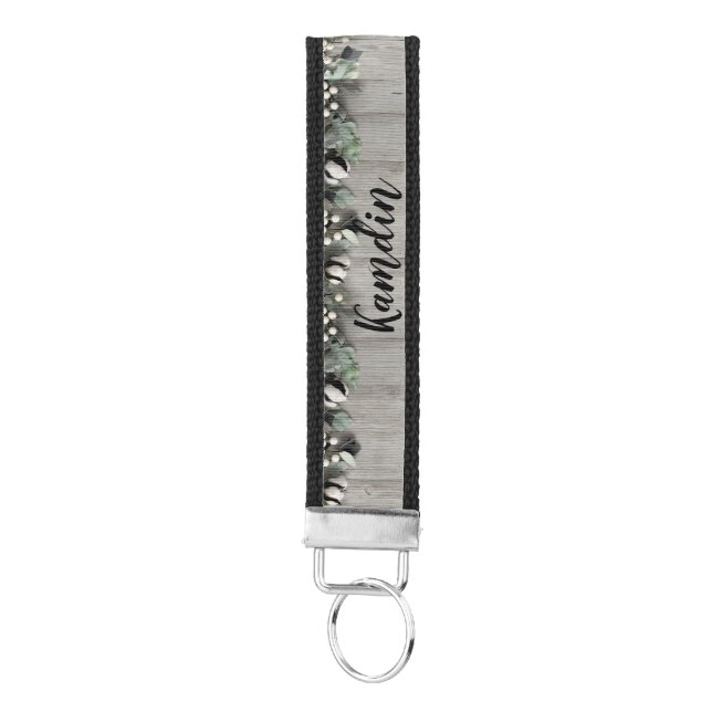 Personalized Wrist Key Chain cotton plant barn woo (Keys on Bottom)