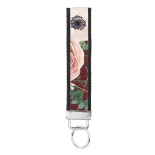 Personalized Wrist Key Chain Geometric Garden Wine