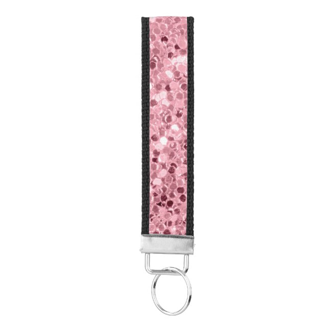 Personalized Wrist Key Chain Rose Gold Glitter (Keys on Bottom)