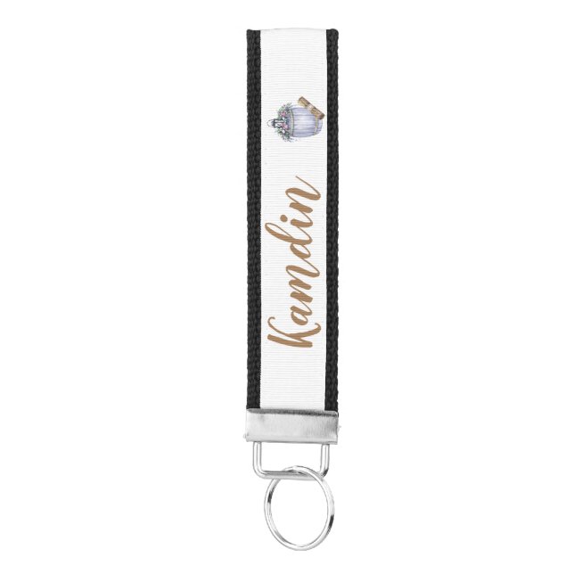 Personalized Wrist Key Chain Summer Country Weddin (Keys on Bottom)