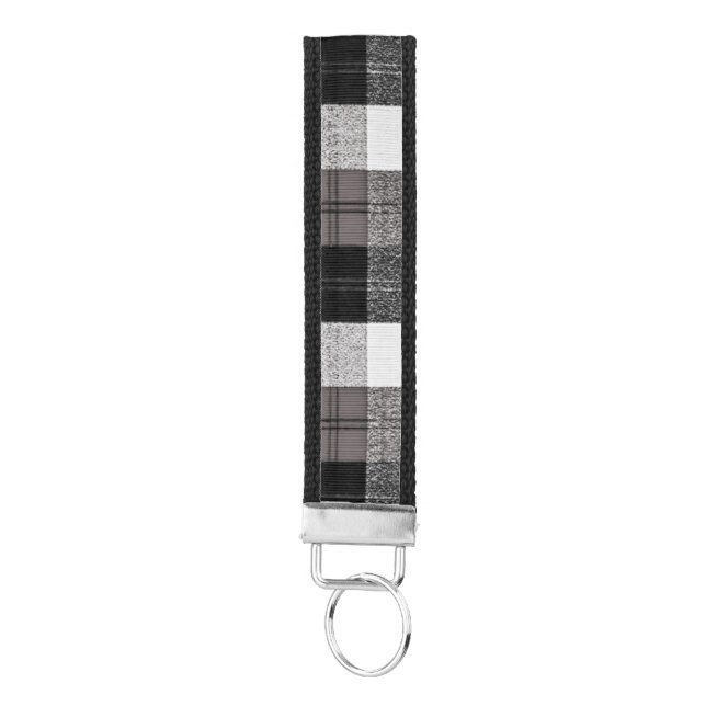 Personalized Wrist Key Chain XMAS Buffalo Plaid Bl (Keys on Bottom)