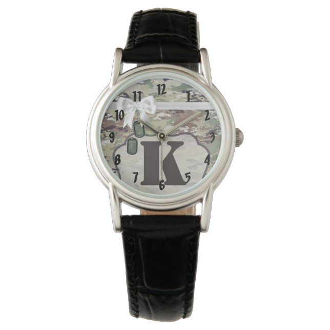 Personalized Wrist Watch Army OCP Camo Uniform Cam (Front)