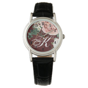 Personalized Wrist Watch Geometric Garden Wine Bur