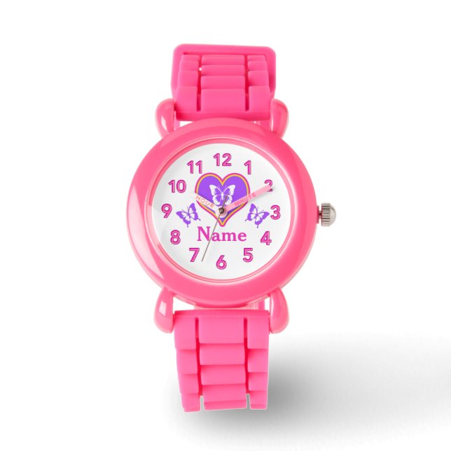 Personalized Wrist Watches for Girls Butterflies (Front)