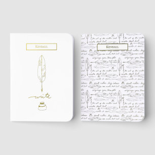 Personalized Writer Quill Gift Travel Journal Set 