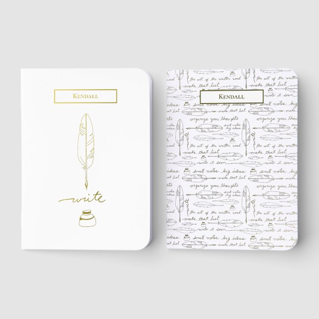 Personalized Writer Quill Gift Travel Journal Set  (Front)