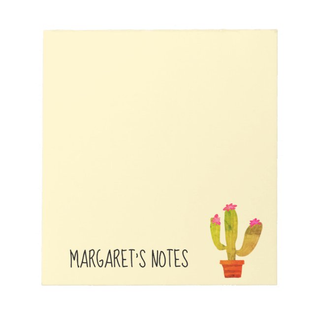 Personalized writing notepads with cute cactus (Front)