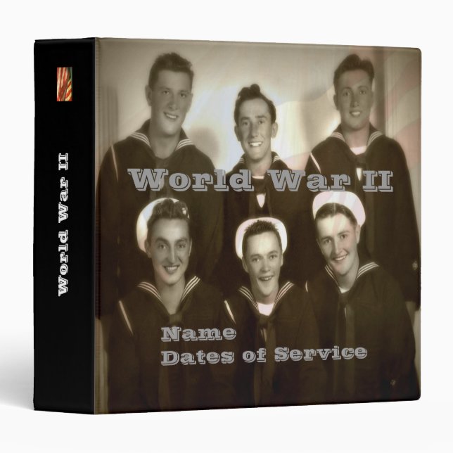 Personalized WWII Navy Veteran Photo Album 3 Ring Binder (Front/Spine)