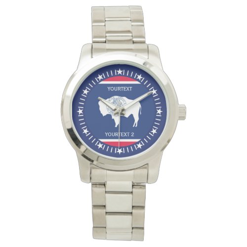 Personalized Wyoming State Flag Design Watch