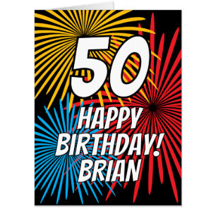 Personalized XL Birthday card with big fireworks