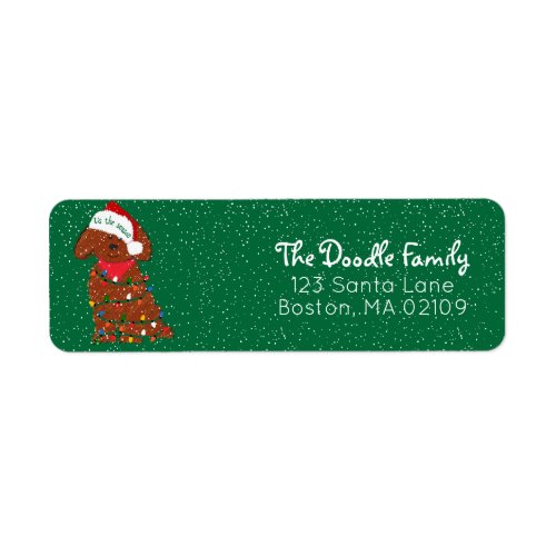 Personalized Xmas Lights Red Goldendoodle Address Label