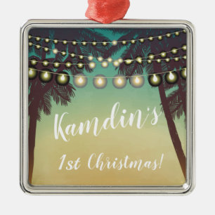 Personalized XMAS Ornament Beach Sunset Palm Trees
