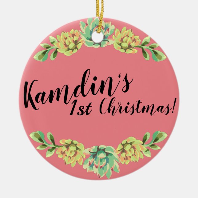 Personalized XMAS Ornament Bohemian Cactus Succule (Front)