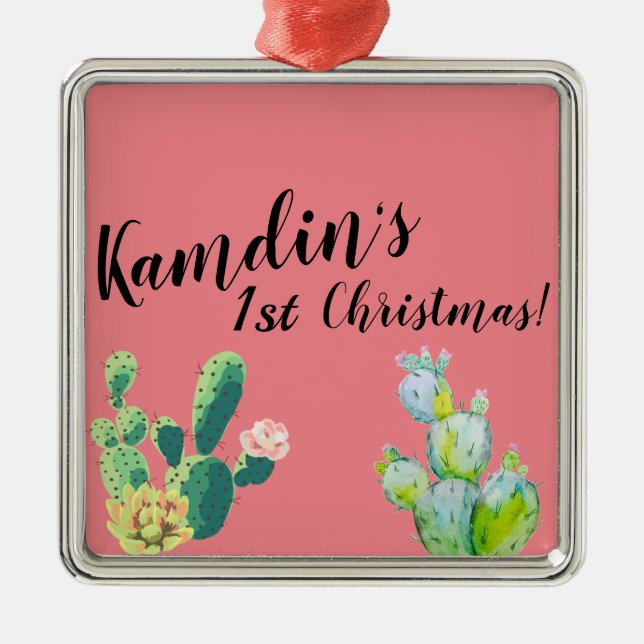 Personalized XMAS Ornament Bohemian Cactus Succule (Front)