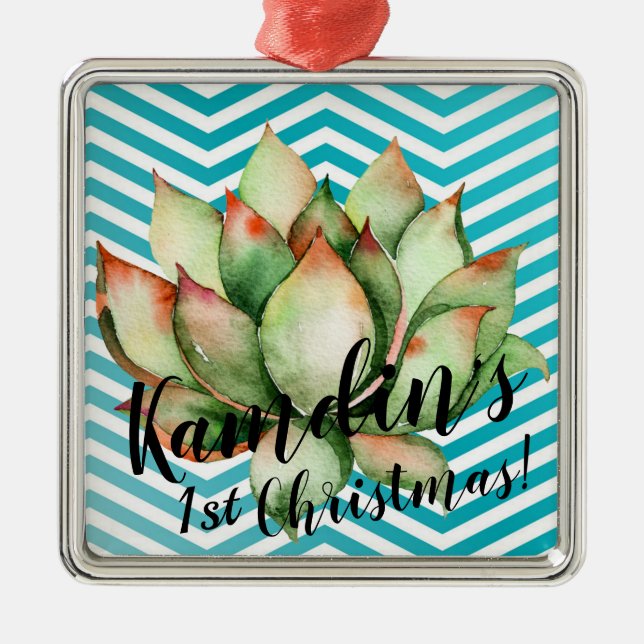 Personalized XMAS Ornament Boho Cacti Cactus Succu (Front)