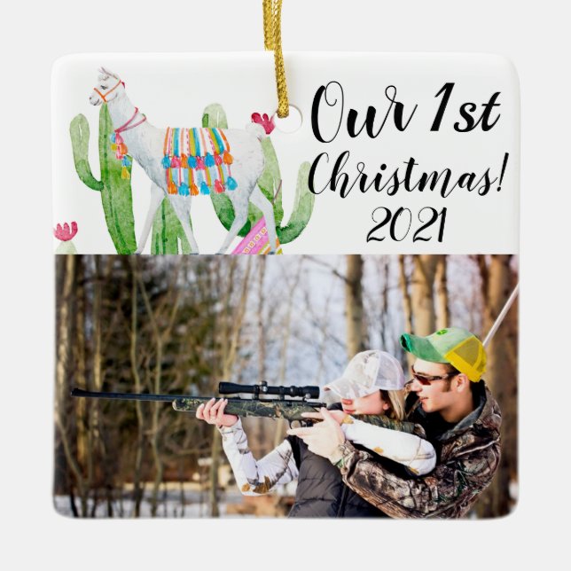 Personalized XMAS Ornament Boho Llama Bohemian Cac (Front)