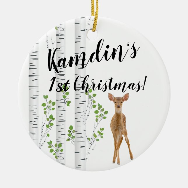 Personalized XMAS Ornament Deer Doe Buck Forest Wo (Front)
