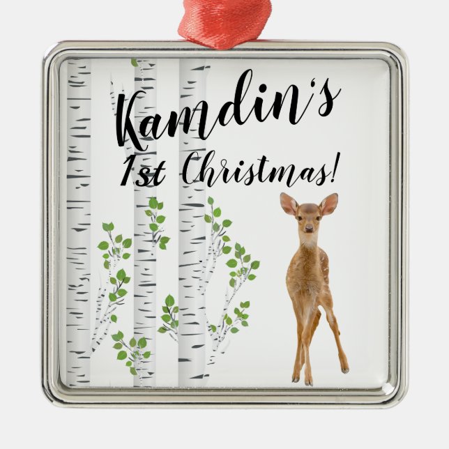 Personalized XMAS Ornament Deer Doe Buck Forest Wo (Front)