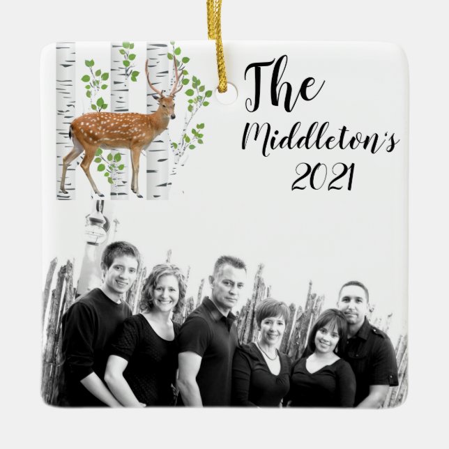 Personalized XMAS Ornament Deer Doe Buck Woodland (Front)