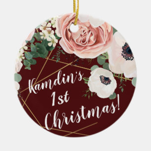 Personalized XMAS Ornament Geometric Garden Wine