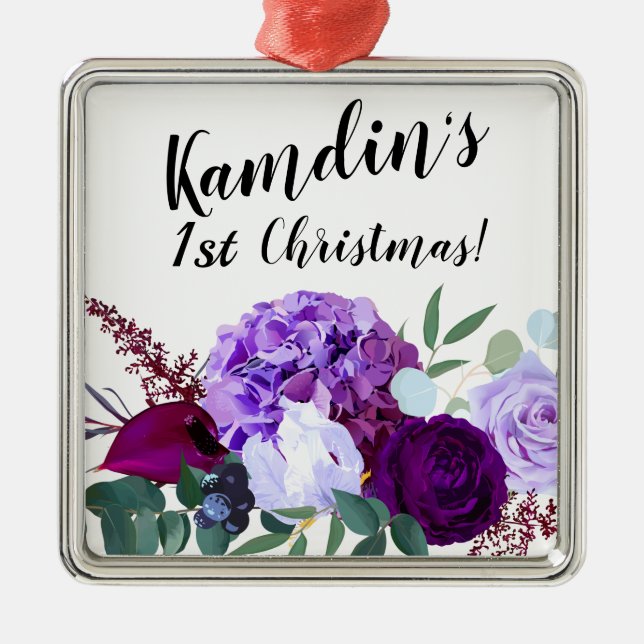 Personalized XMAS Ornament Lavender Hibiscus on (Front)