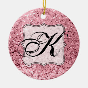 Personalized XMAS Ornament Rose Gold Glitter