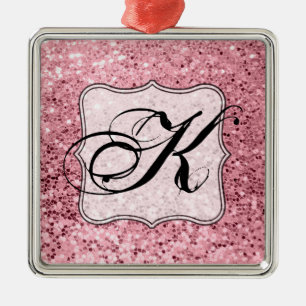 Personalized XMAS Ornament Rose Gold Glitter