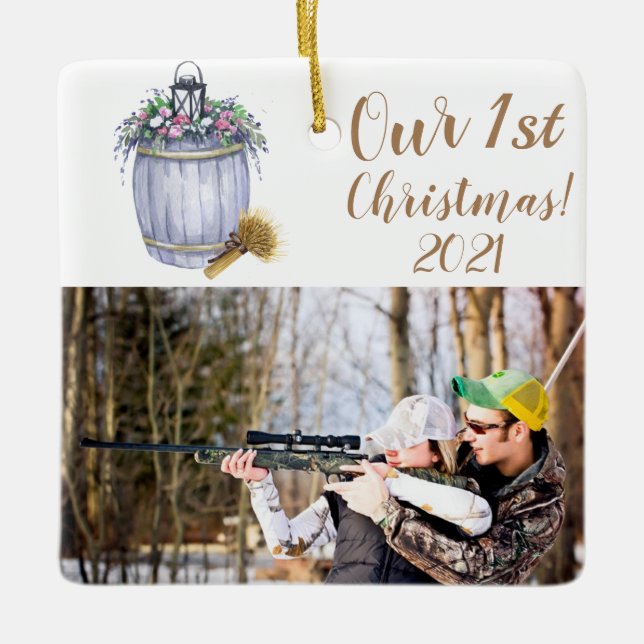 Personalized XMAS Ornament Summer Country Wedding (Front)