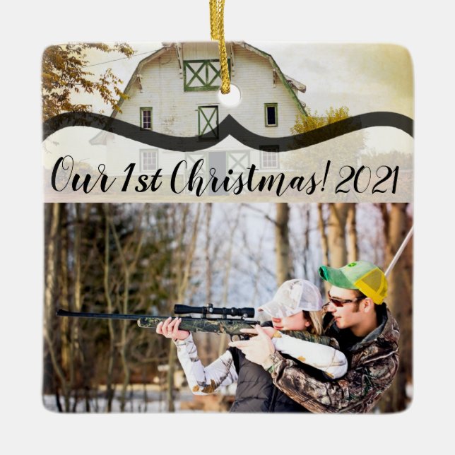 Personalized XMAS Ornament Sunset Barn Country Rus (Front)