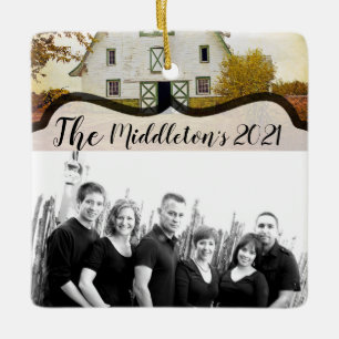 Personalized XMAS Ornament Sunset Barn Country Rus