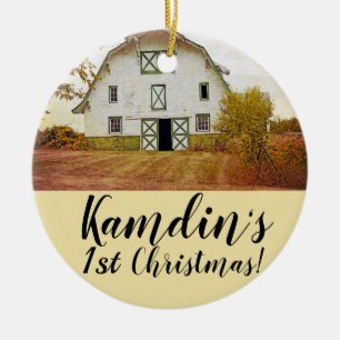 Personalized XMAS Ornament Sunset Barn Country Rus