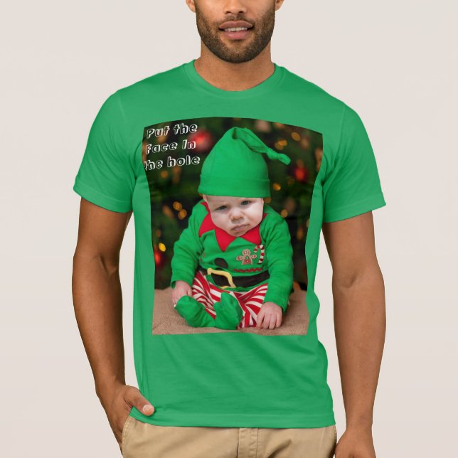 Personalized Xmas photo face cut out T-Shirt (Front)