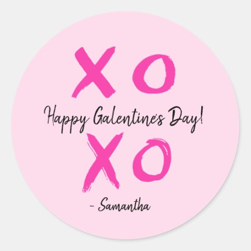 Personalized XOXO _ Happy Galentines Day Cute Classic Round Sticker